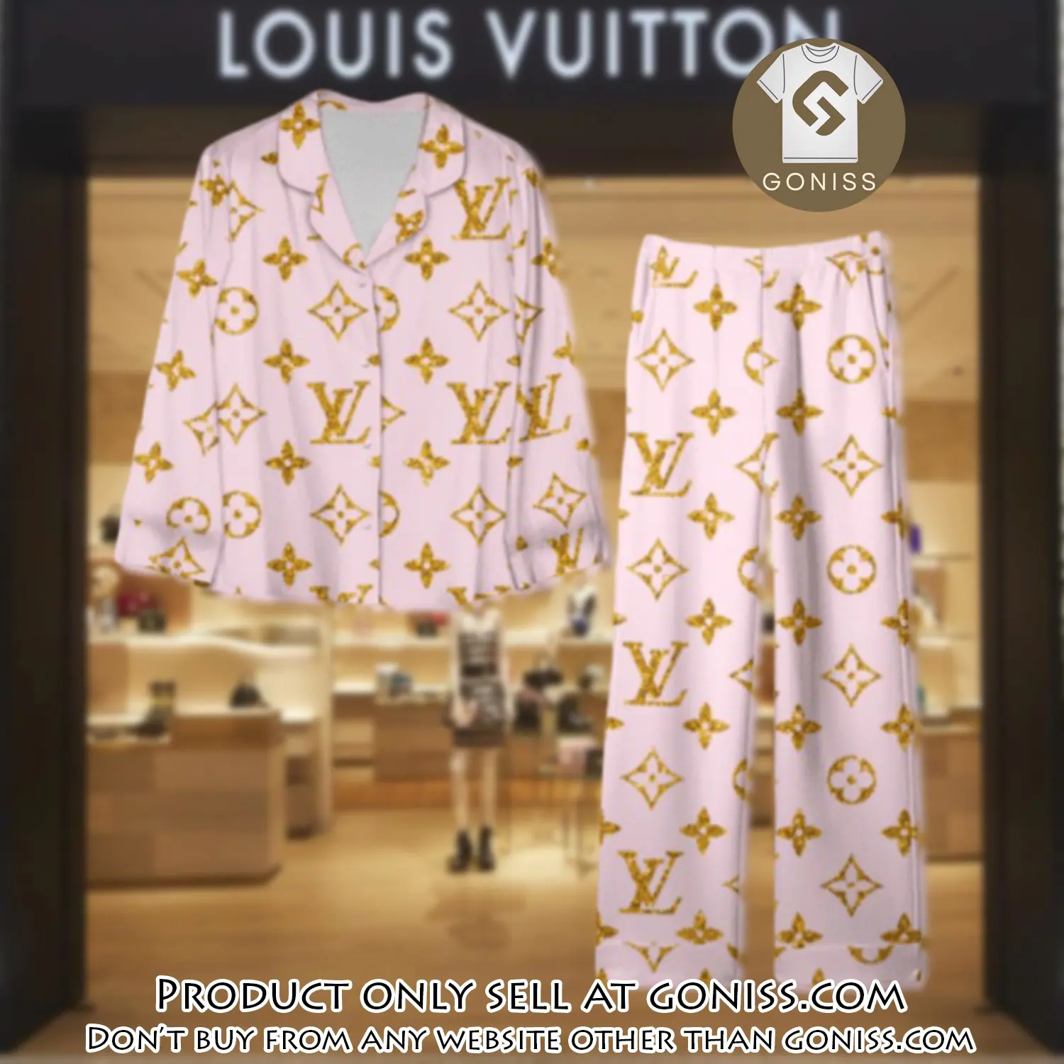 Trending luxury lv satin pajama set pjs1097 gn1209762